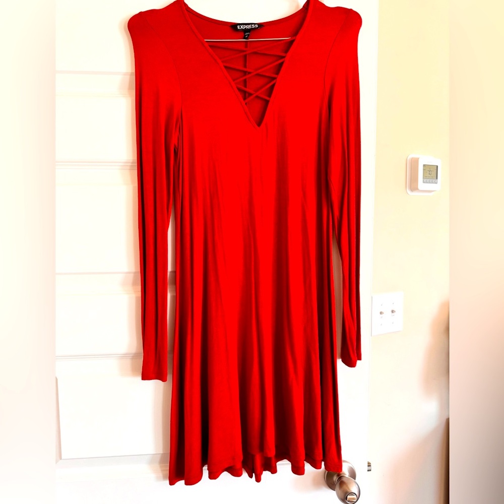 Express auburn colored sweater dress